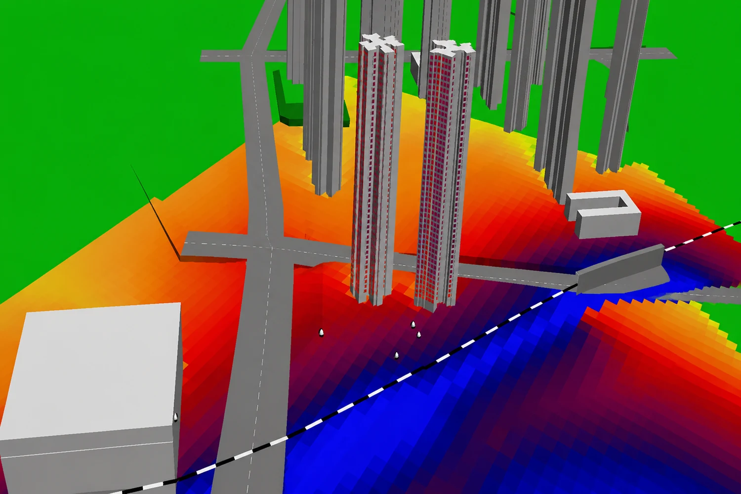 3D environmental noise-mapping simulation of a building cluster